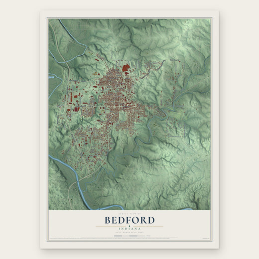 Bedford, Indiana map print, the full design