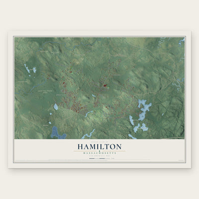 Hamilton, Massachusetts map print, the full design