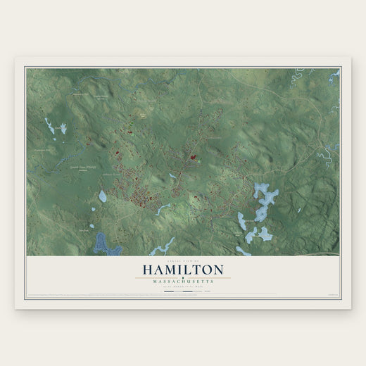 Hamilton, Massachusetts map print, the full design
