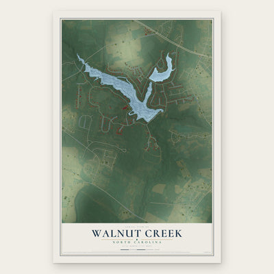 Walnut Creek, North Carolina map print, the full design