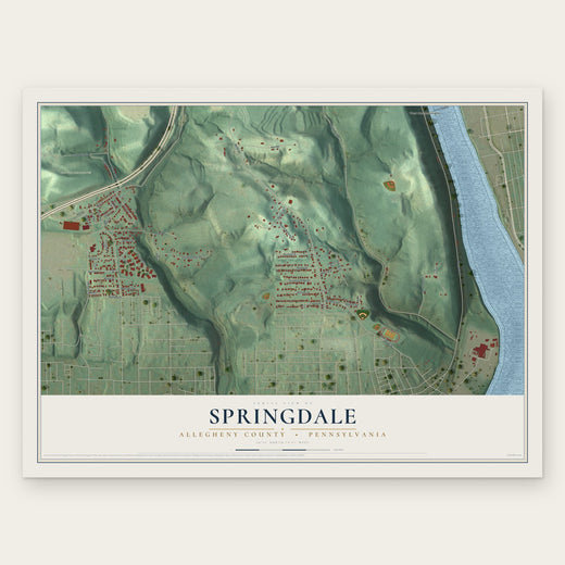 Springdale, Allegheny County, Pennsylvania map print, the full design