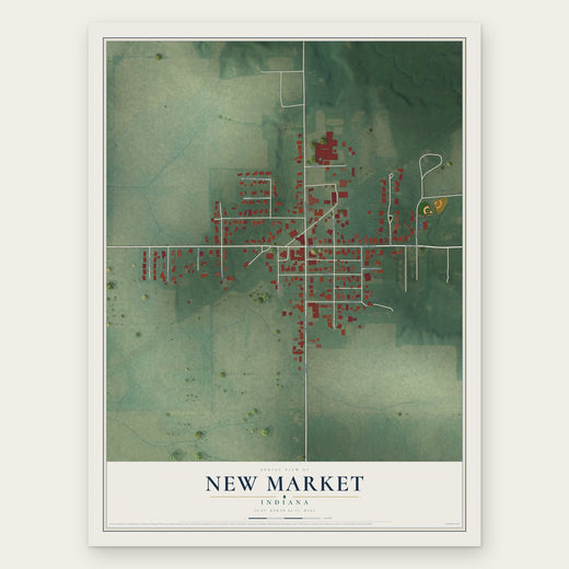 New Market, Indiana map print, the full design