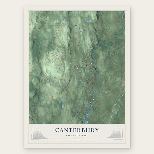 Canterbury, Connecticut map print, the full design