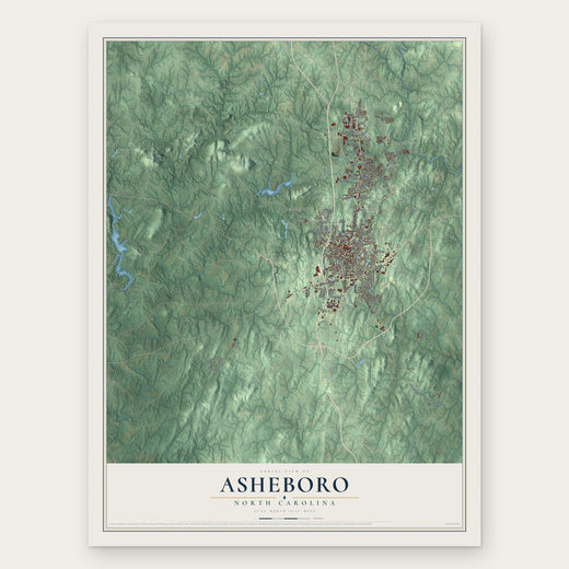 Asheboro, North Carolina map print, the full design