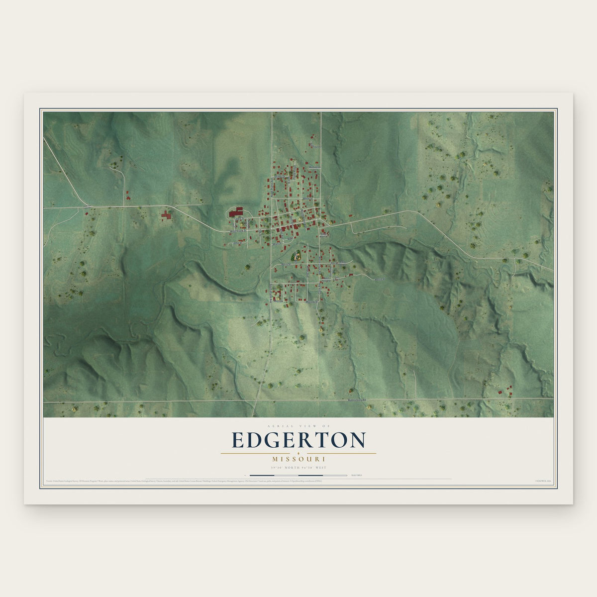 Edgerton, Missouri map print, the full design