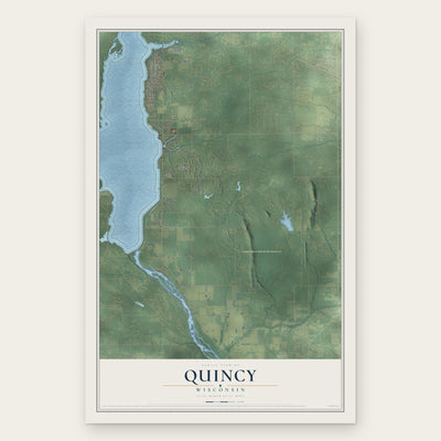 Quincy, Wisconsin map print, the full design