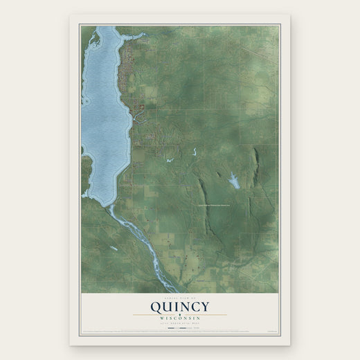 Quincy, Wisconsin map print, the full design