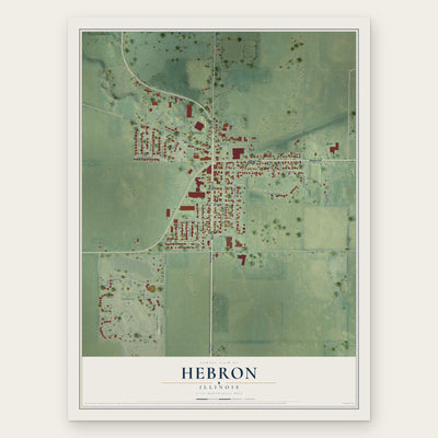 Hebron, Illinois map print, the full design