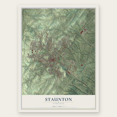 Staunton, Virginia map print, the full design