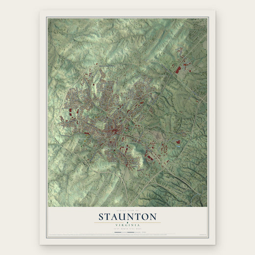 Staunton, Virginia map print, the full design
