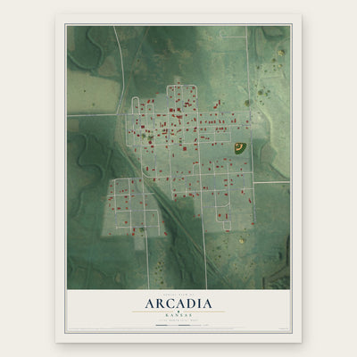 Arcadia, Kansas map print, the full design