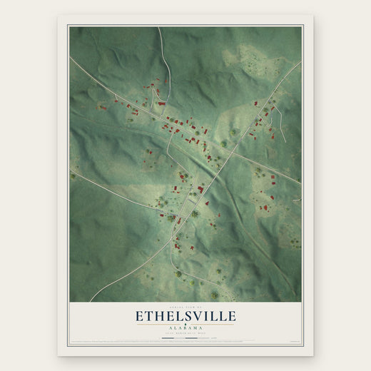 Ethelsville, Alabama map print, the full design