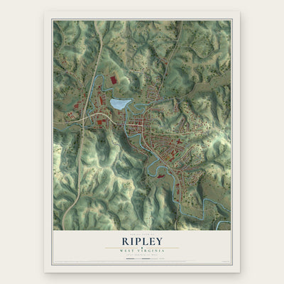 Ripley, West Virginia map print, the full design