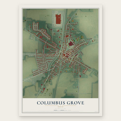 Columbus Grove, Ohio map print, the full design