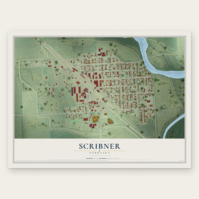 Scribner, Nebraska map print, the full design