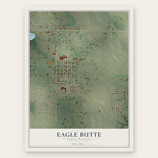 Eagle Butte, South Dakota map print, the full design