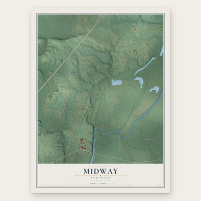 Midway, Arkansas map print, the full design