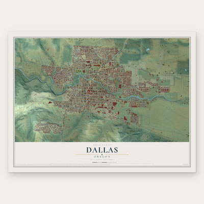 Dallas, Oregon map print, the full design