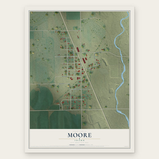 Moore, Idaho map print, the full design