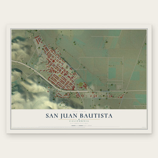 San Juan Bautista, California map print, the full design