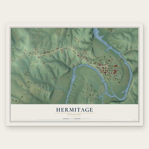 Hermitage, Missouri map print, the full design
