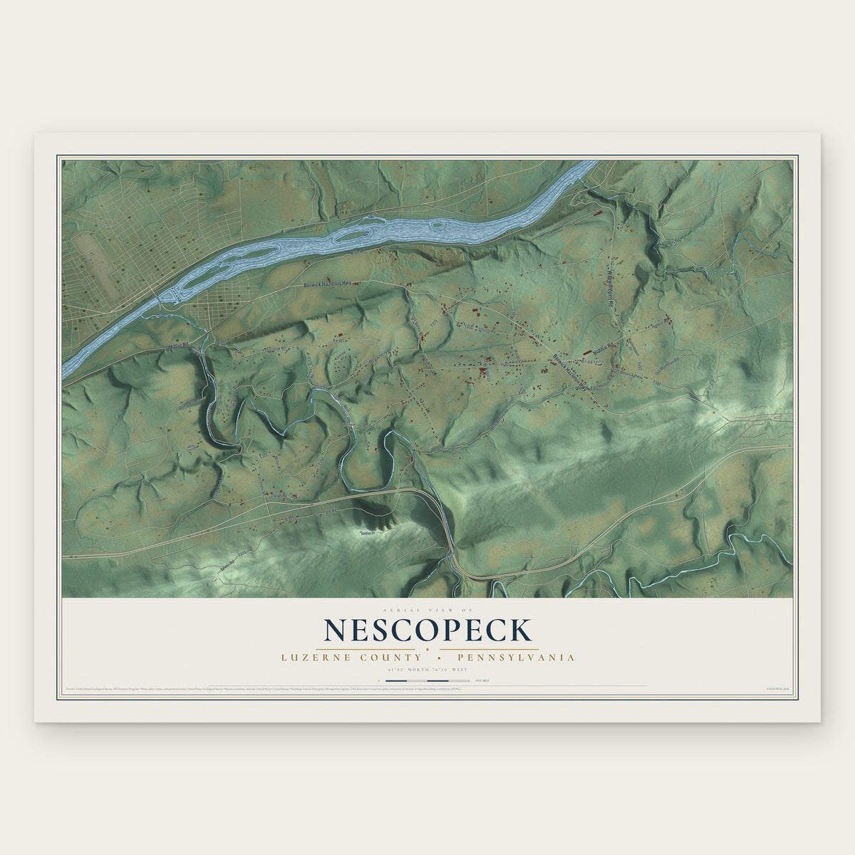 Nescopeck, Luzerne County, Pennsylvania map print, the full design