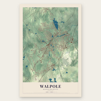Walpole, Massachusetts map print, the full design