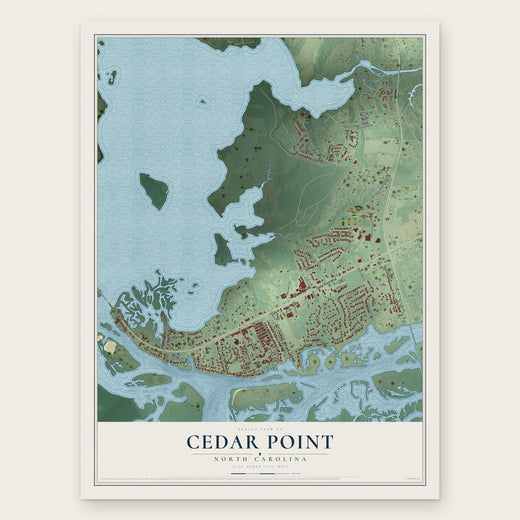 Cedar Point, North Carolina map print, the full design