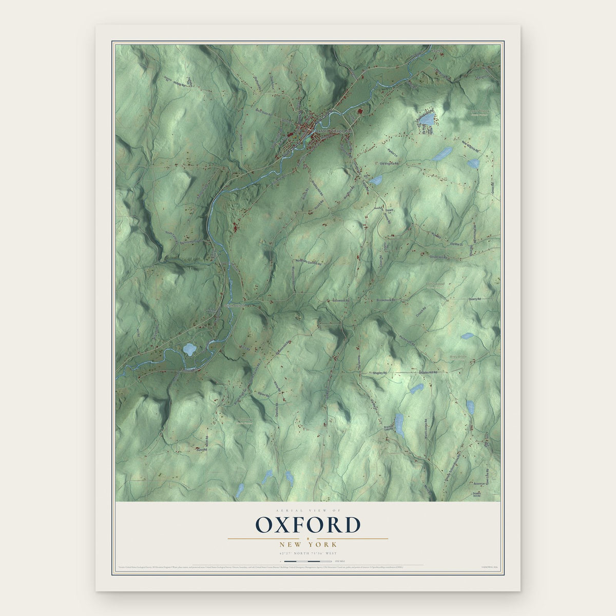 Oxford, New York map print, the full design