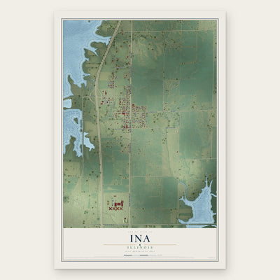 Ina, Illinois map print, the full design