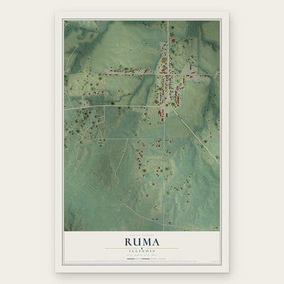 Ruma, Illinois map print, the full design