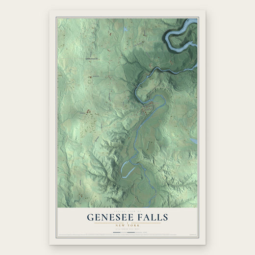 Genesee Falls, New York map print, the full design