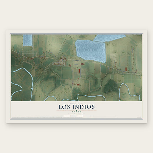 Los Indios, Texas map print, the full design