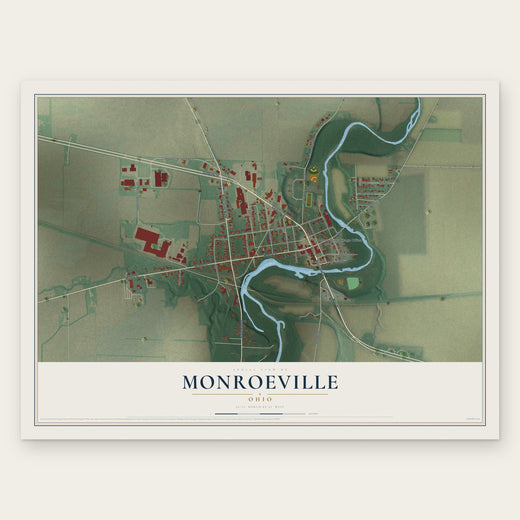 Monroeville, Ohio map print, the full design