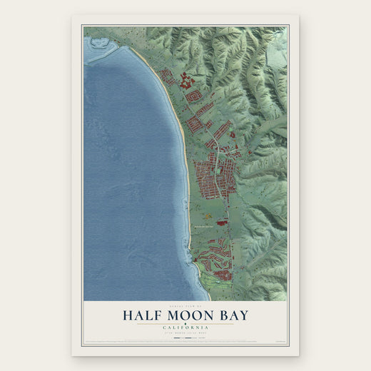 Half Moon Bay, California map print, the full design