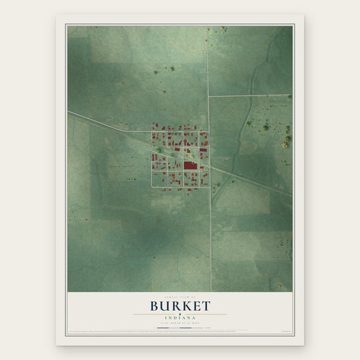 Burket, Indiana map print, the full design