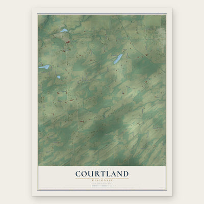 Courtland, Wisconsin map print, the full design