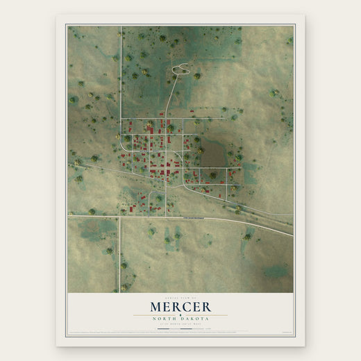Mercer, North Dakota map print, the full design