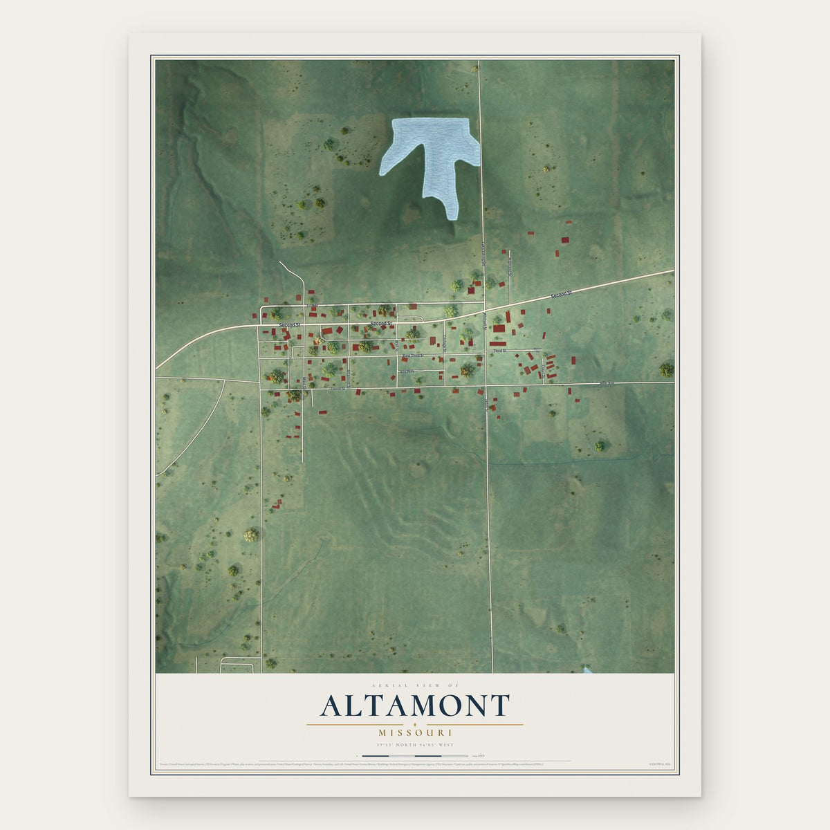 Altamont, Missouri map print, the full design