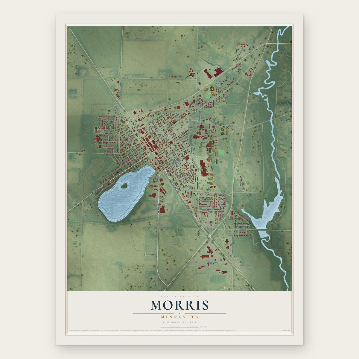 Morris, Minnesota map print, the full design