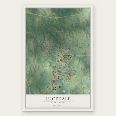 Lucedale, Mississippi map print, the full design