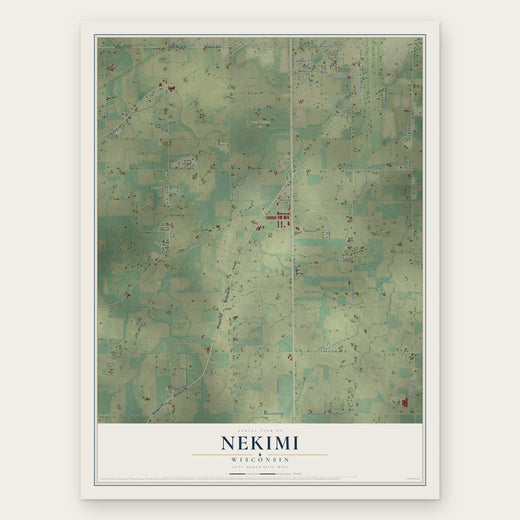 Nekimi, Wisconsin map print, the full design