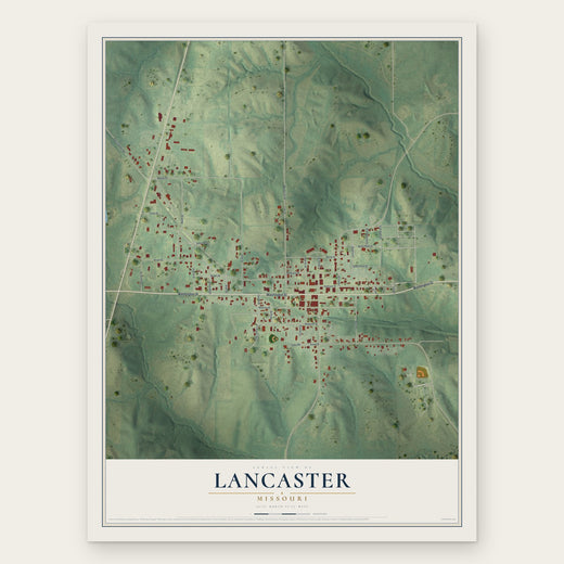Lancaster, Missouri map print, the full design