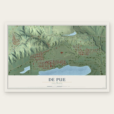 De Pue, Illinois map print, the full design