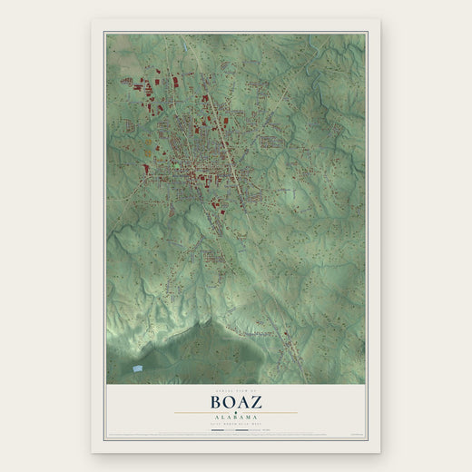 Boaz, Alabama map print, the full design