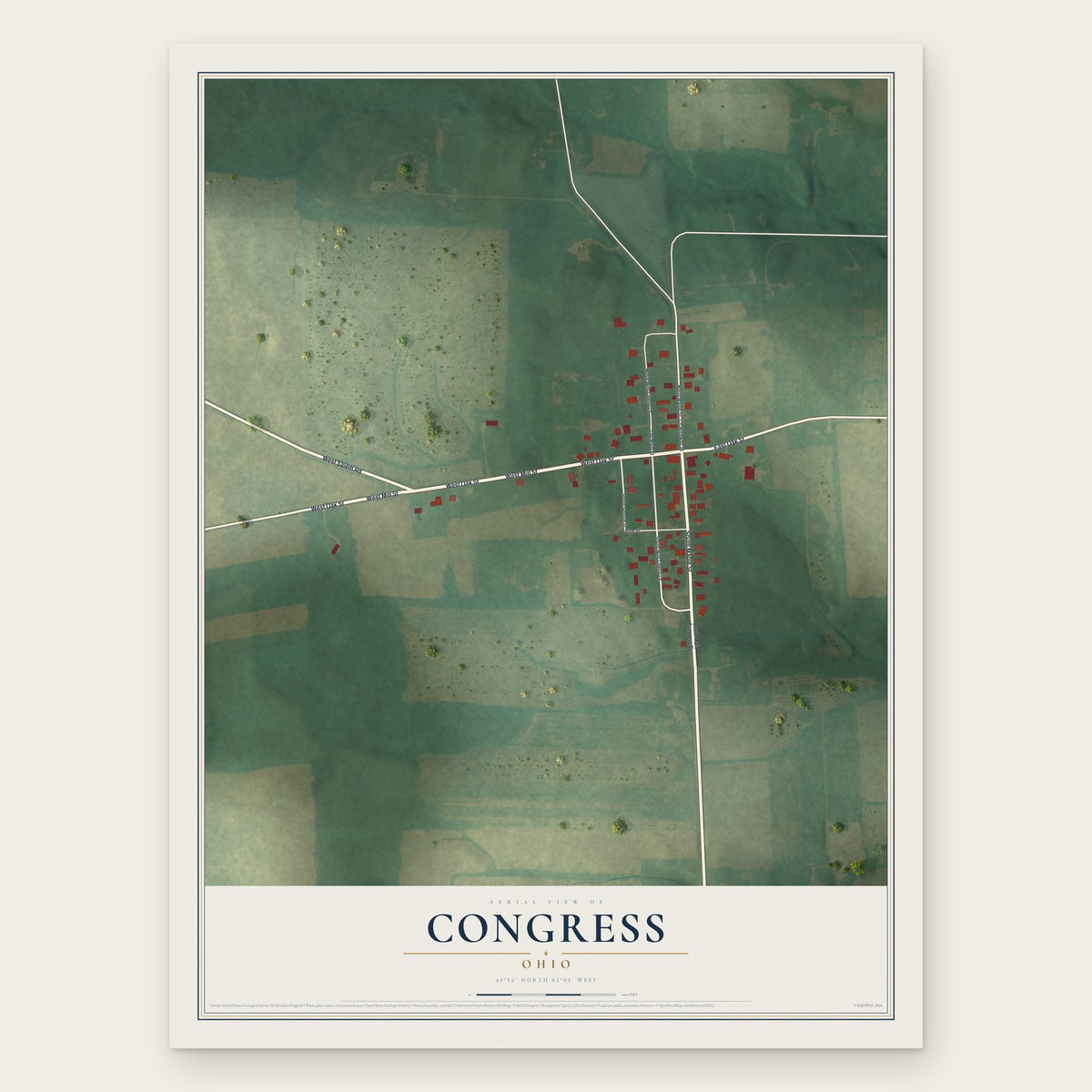 Congress, Ohio map print, the full design