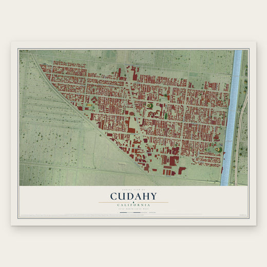 Cudahy, California map print, the full design