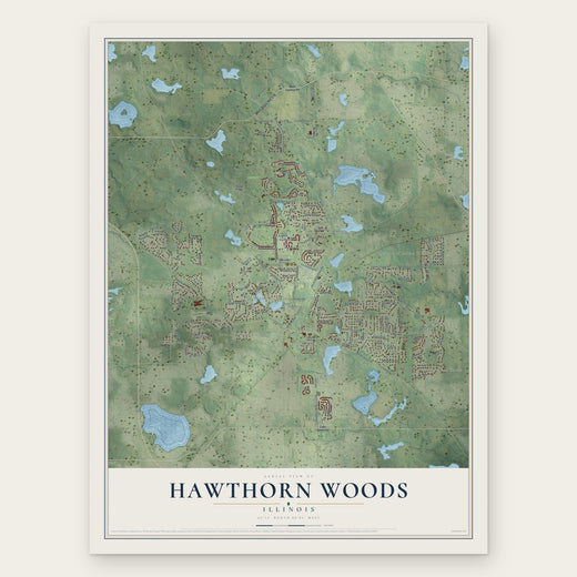 Hawthorn Woods, Illinois map print, the full design