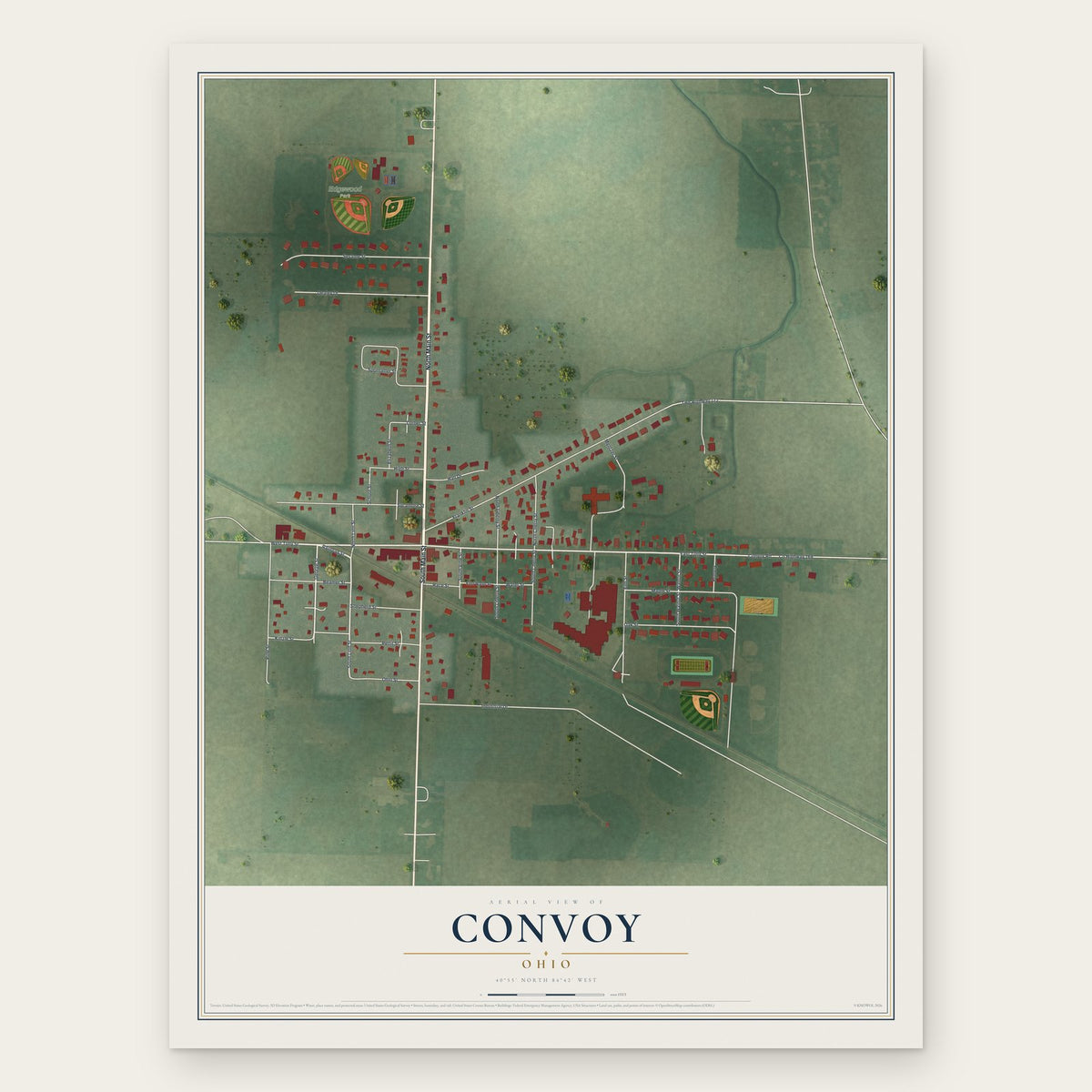 Convoy, Ohio map print, the full design