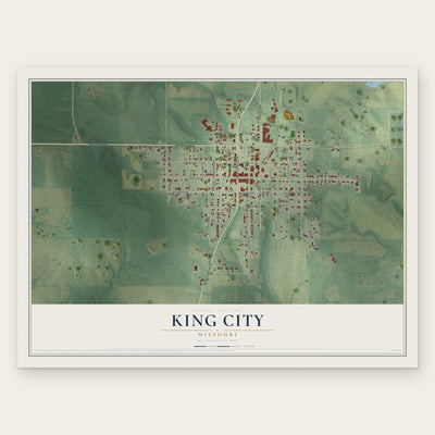 King City, Missouri map print, the full design